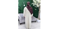 Structured off white puff-sleeve abaya